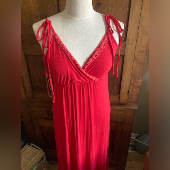 Francesca’s Miami coral pink red color long maxi dress womens size M NWT - Picture 3 of 9